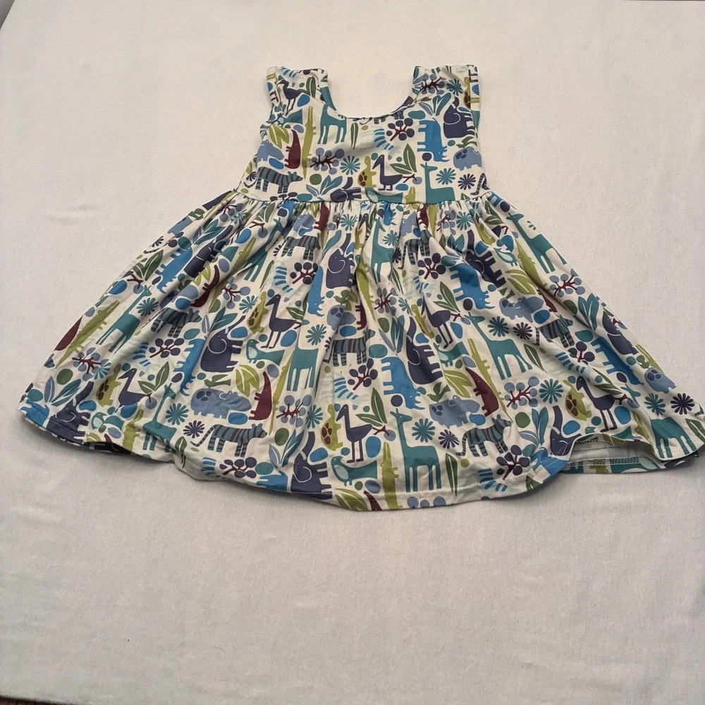 Girls Safari Animal Print Sleeveless A-Line Dress Blue Green Purple 5T